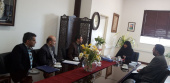 حضور دکتر رستمی معاون فرهنگی- دانشجویی و دکتر شیرزاد معاون اجرایی، آقای کمالی مدیر امور واحدها و آقای مهندس کریمی مدیر امور دانشجویی مرکز امور شاهد و ایثارگران دانشگاه آزاد اسلامی در واحد دانشگاهی تهران غرب.
